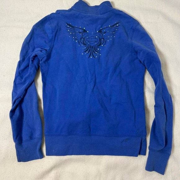 Harley Davidson blue zip up‎ hoodie #bikerstyle #y2k - Picture 4 of 6